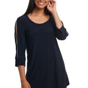 Compli K Zipper Sleeve Tunic Size Medium Navy Capsule Neutral Minimalist Canada